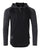 ZIMEGO Long Sleeve Raglan Henley Round Bottom Hood T-Shirts - BLACK / BLACK