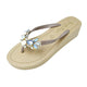 Blue York- Rhinestone Mid Wedge Women's Flip Flops