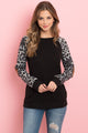 Leopard Sleeve Elbow Patch Sweater