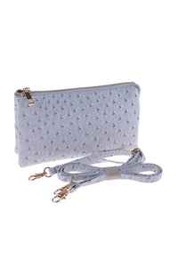 Light Gray Alligator Leather Crossbody Bag With Wristlet