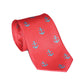 Anchor Necktie - Light Blue on Coral, Printed Silk