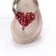 Red Heart - Rhinestone Mid Wedge Women's Flip Flops