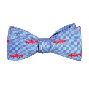 Trout Bow Tie - Light Blue, Woven Silk