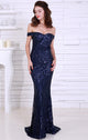 Navy Blue Sequin Gown