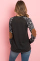 Leopard Sleeve Elbow Patch Sweater