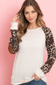 Leopard Sleeve Elbow Patch Sweater