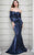 Navy Off Shoulder Sequin Gown