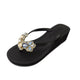 Blue York- Rhinestone Mid Wedge Women's Flip Flops