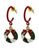 Christmas Wreath - Dangle Hoop Earrings