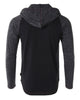 ZIMEGO Long Sleeve Raglan Henley Round Bottom Hood T-Shirts - BLACK / BLACK