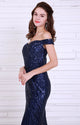 Navy Blue Sequin Gown