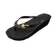 Gold Palm Tree - Mid Wedge Women's Flip Flops